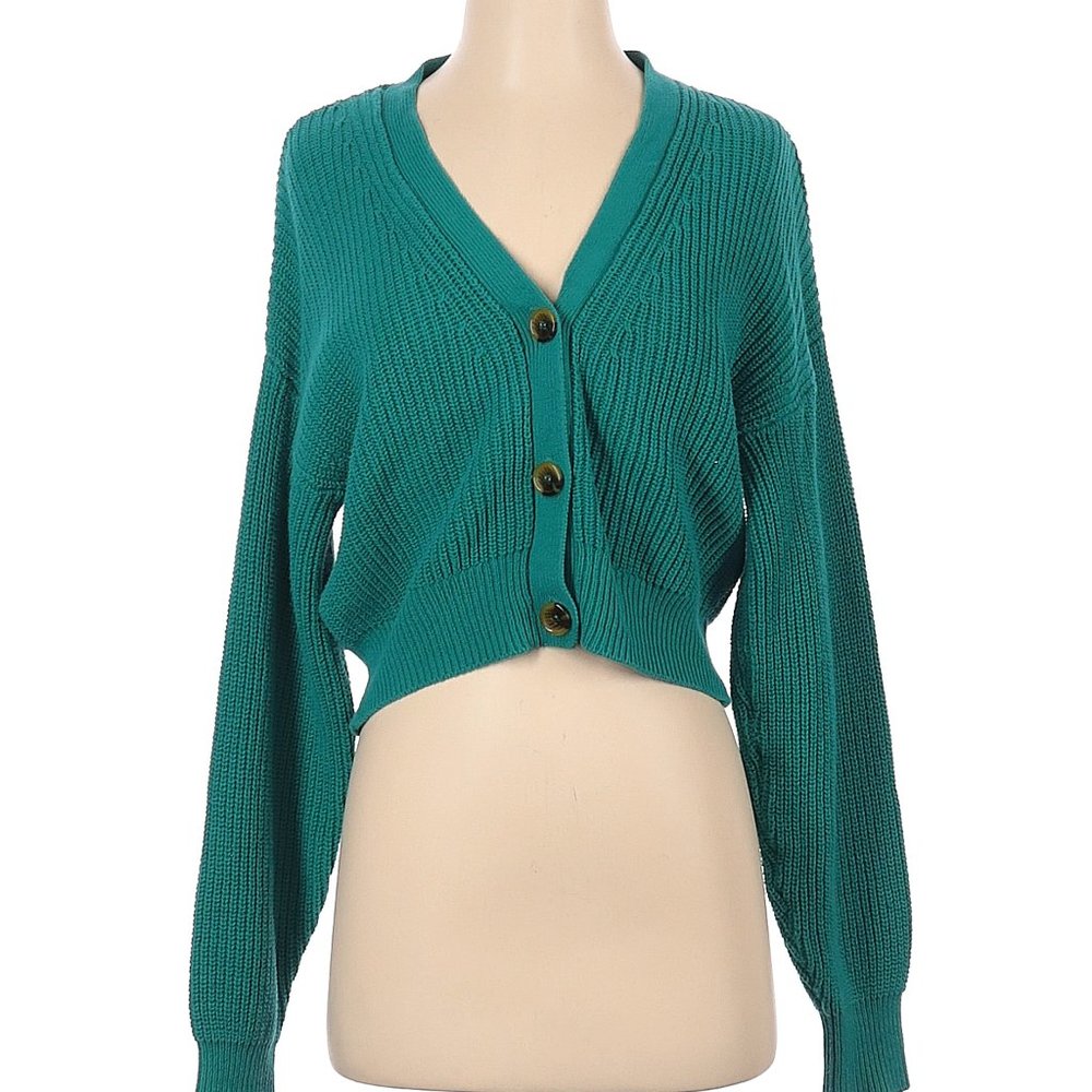 S Urban Outfitters Knit Cardigan Sweater Teal